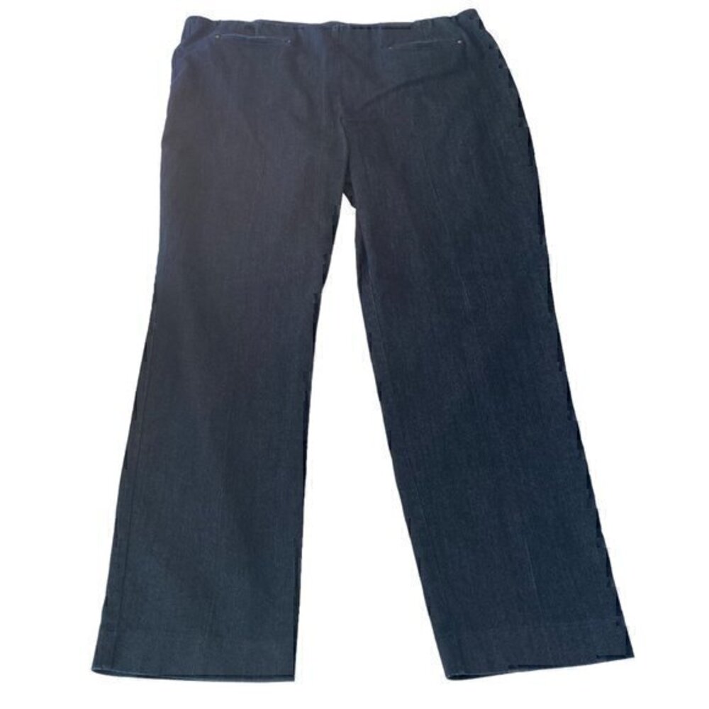 Laura Scott Women Jeans Pull On Elastic Waist Pockets Dark Blue Stretch Size 2X